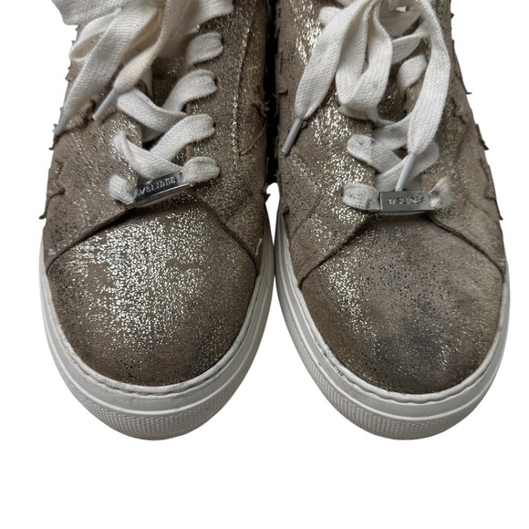 J/slides CoStarr Gold Platform Sneakers SZ 9 Celestial Star Shoes Glitter suede - Picture 8 of 11